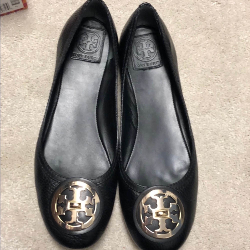 Tory Selma black ballet leather flats